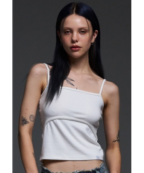 FANCY CLUB(ファンシークラブ)の「A'GEM/9 × .kom 『 FANCY CLUB/ファンシークラブ』 SLOP SLEEVELESS/スリーブレス(タンクトップ・レディース・ホワイト/ライトグレー/ブラック・FREE)」の2枚目の写真