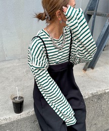 feepur by saya | 【sayaコラボ】ルーズシルエットボーダーロンTee(Tシャツ/カットソー)