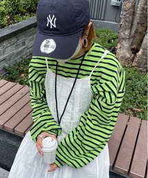 feepur by saya | 【sayaコラボ】ルーズシルエットボーダーロンTee(Tシャツ/カットソー)