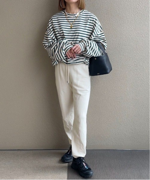 feepur by saya（フェピュールバイサヤ）の「ルーズシルエットボーダーロンTee（Tシャツ/カットソー・レディース・オフホワイト/グレー/グリーン/ピンク・MEDIUM）」の19枚目の写真