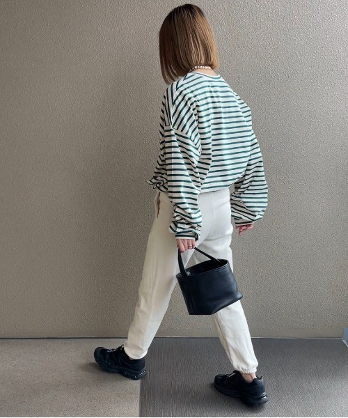 feepur by saya（フェピュールバイサヤ）の「ルーズシルエットボーダーロンTee（Tシャツ/カットソー・レディース・オフホワイト/グレー/グリーン/ピンク・MEDIUM）」の18枚目の写真