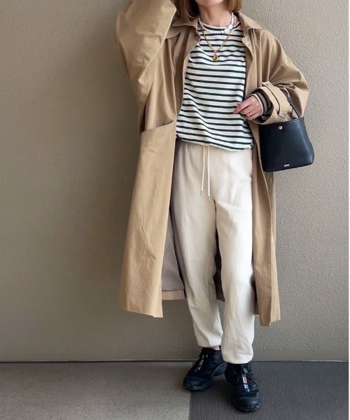 feepur by saya（フェピュールバイサヤ）の「ルーズシルエットボーダーロンTee（Tシャツ/カットソー・レディース・オフホワイト/グレー/グリーン/ピンク・MEDIUM）」の6枚目の写真