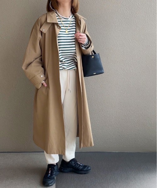 feepur by saya（フェピュールバイサヤ）の「ルーズシルエットボーダーロンTee（Tシャツ/カットソー・レディース・オフホワイト/グレー/グリーン/ピンク・MEDIUM）」の7枚目の写真