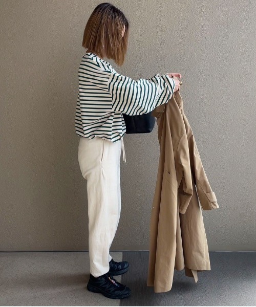 feepur by saya（フェピュールバイサヤ）の「ルーズシルエットボーダーロンTee（Tシャツ/カットソー・レディース・オフホワイト/グレー/グリーン/ピンク・MEDIUM）」の10枚目の写真