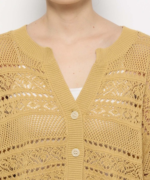 LOWRYS FARM（ローリーズファーム）の「スカシニットカーディガン６S 106585（カーディガン/ボレロ・レディース・ブラック/グレー/イエロー/アイボリー・FREE）」の21枚目の写真