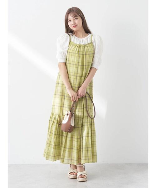 earth music&ecology（アースミュージックアンドエコロジー）の「マドラスチェックキャミワンピース（ワンピース・レディース・ネイビー/イエロー・FREE）」の7枚目の写真