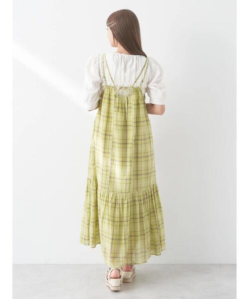 earth music&ecology（アースミュージックアンドエコロジー）の「マドラスチェックキャミワンピース（ワンピース・レディース・ネイビー/イエロー・FREE）」の10枚目の写真
