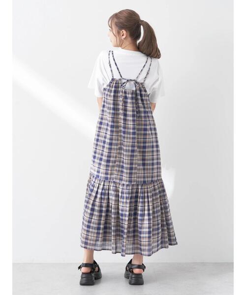 earth music&ecology（アースミュージックアンドエコロジー）の「マドラスチェックキャミワンピース（ワンピース・レディース・ネイビー/イエロー・FREE）」の15枚目の写真