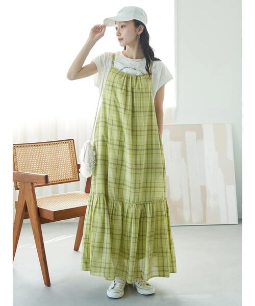 earth music&ecology（アースミュージックアンドエコロジー）の「マドラスチェックキャミワンピース（ワンピース・レディース・ネイビー/イエロー・FREE）」の16枚目の写真