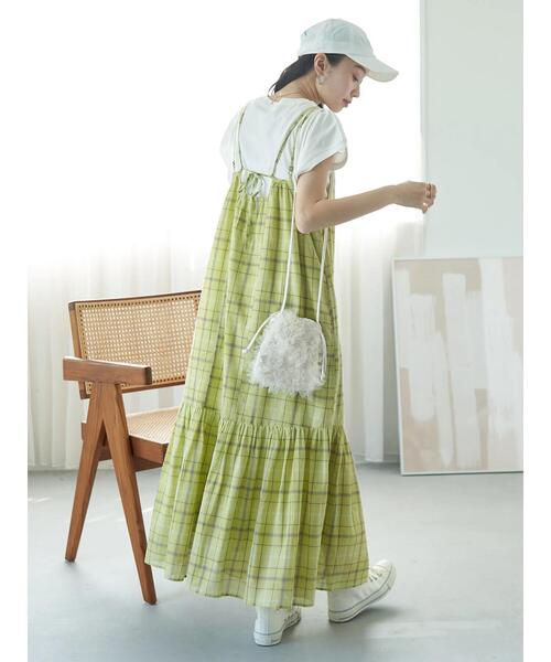 earth music&ecology（アースミュージックアンドエコロジー）の「マドラスチェックキャミワンピース（ワンピース・レディース・ネイビー/イエロー・FREE）」の18枚目の写真