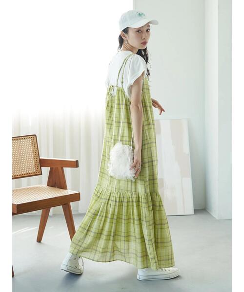 earth music&ecology（アースミュージックアンドエコロジー）の「マドラスチェックキャミワンピース（ワンピース・レディース・ネイビー/イエロー・FREE）」の19枚目の写真