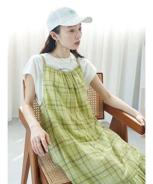 earth music&ecology（アースミュージックアンドエコロジー）の「マドラスチェックキャミワンピース（ワンピース・レディース・ネイビー/イエロー・FREE）」の21枚目の写真