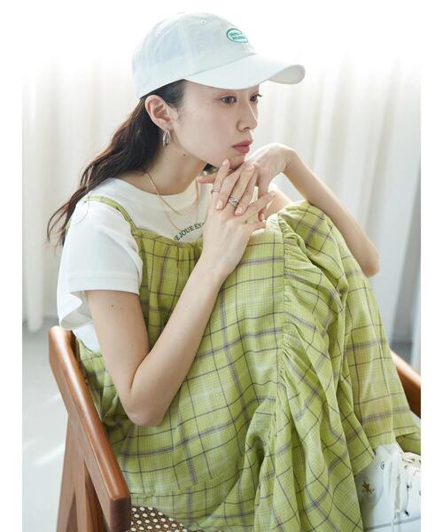 earth music&ecology（アースミュージックアンドエコロジー）の「マドラスチェックキャミワンピース（ワンピース・レディース・ネイビー/イエロー・FREE）」の22枚目の写真