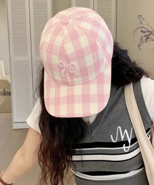 ammy.(エイミードット)の「【 ammy. / エイミードット 】 リボン 刺繍 ステッチ キャップ(キャップ・レディース・ブルー/ホワイト/ピンク/ネイビー・FREE)」の4枚目の写真