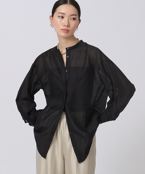 GALLEST（ギャレスト）の「◆シアーチュニックシャツ（シャツ/ブラウス・レディース・ホワイト/ブラック/パープル・38/34）」の2枚目の写真