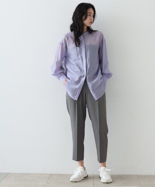 GALLEST（ギャレスト）の「◆シアーチュニックシャツ（シャツ/ブラウス・レディース・ホワイト/ブラック/パープル・38/34）」の19枚目の写真