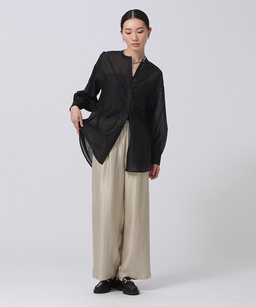 GALLEST（ギャレスト）の「◆シアーチュニックシャツ（シャツ/ブラウス・レディース・ホワイト/ブラック/パープル・38/34）」の5枚目の写真