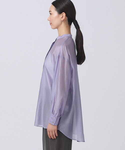 GALLEST（ギャレスト）の「◆シアーチュニックシャツ（シャツ/ブラウス・レディース・ホワイト/ブラック/パープル・38/34）」の9枚目の写真