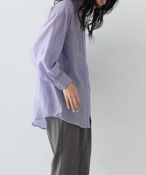 GALLEST（ギャレスト）の「◆シアーチュニックシャツ（シャツ/ブラウス・レディース・ホワイト/ブラック/パープル・38/34）」の14枚目の写真