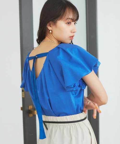 VIS（ビス）の「【洗える】袖ボリュームバックデザインプルオーバー（Tシャツ/カットソー・レディース・ブラック/ベージュ系その他/ブルー系その他5・FREE）」の12枚目の写真