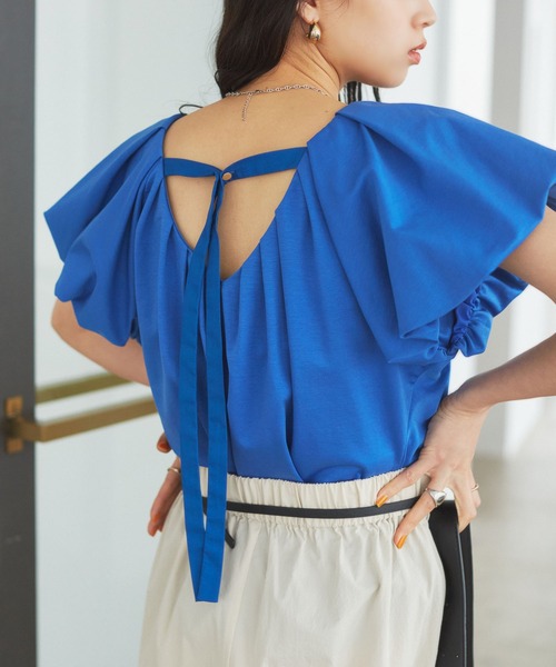 VIS（ビス）の「【洗える】袖ボリュームバックデザインプルオーバー（Tシャツ/カットソー・レディース・ブラック/ベージュ系その他/ブルー系その他5・FREE）」の13枚目の写真