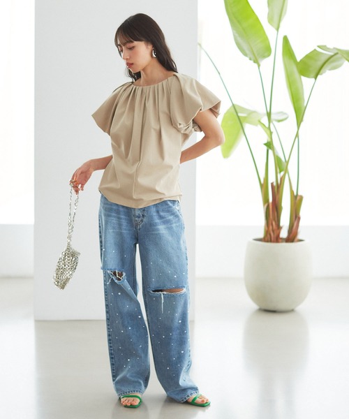 VIS（ビス）の「【洗える】袖ボリュームバックデザインプルオーバー（Tシャツ/カットソー・レディース・ブラック/ベージュ系その他/ブルー系その他5・FREE）」の20枚目の写真