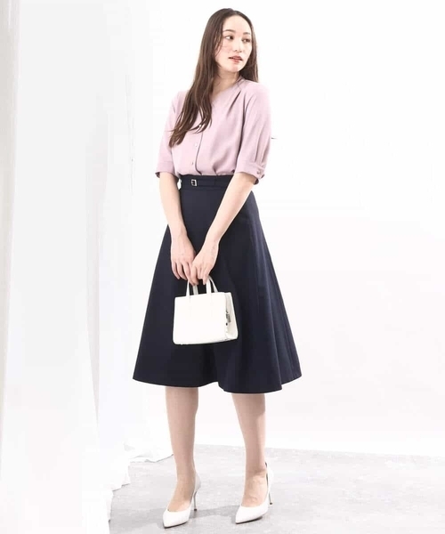 Vネックジョーゼットブラウス(五分袖)/洗える/WEB限定サイズ(シャツ/ブラウス)|OFUON(オフオン) Vネックジョーゼットブラウス(五分袖)/洗える/WEB限定サイズ(シャツ/ブラウス)|OFUON(オフオン)