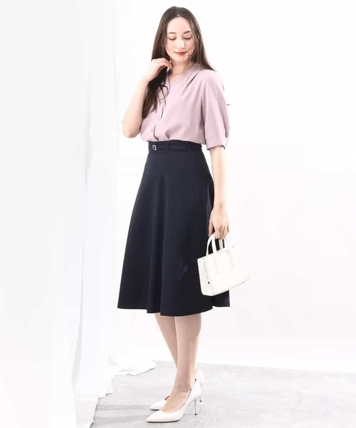 Vネックジョーゼットブラウス(五分袖)/洗える/WEB限定サイズ(シャツ/ブラウス)|OFUON(オフオン) Vネックジョーゼットブラウス(五分袖)/洗える/WEB限定サイズ(シャツ/ブラウス)|OFUON(オフオン)