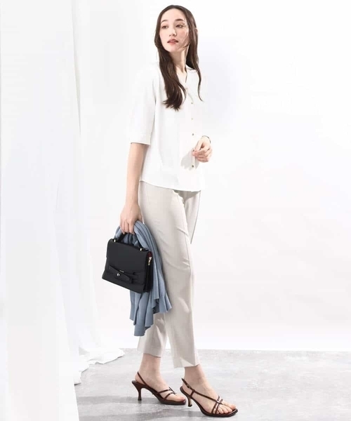 Vネックジョーゼットブラウス(五分袖)/洗える/WEB限定サイズ(シャツ/ブラウス)|OFUON(オフオン) Vネックジョーゼットブラウス(五分袖)/洗える/WEB限定サイズ(シャツ/ブラウス)|OFUON(オフオン)