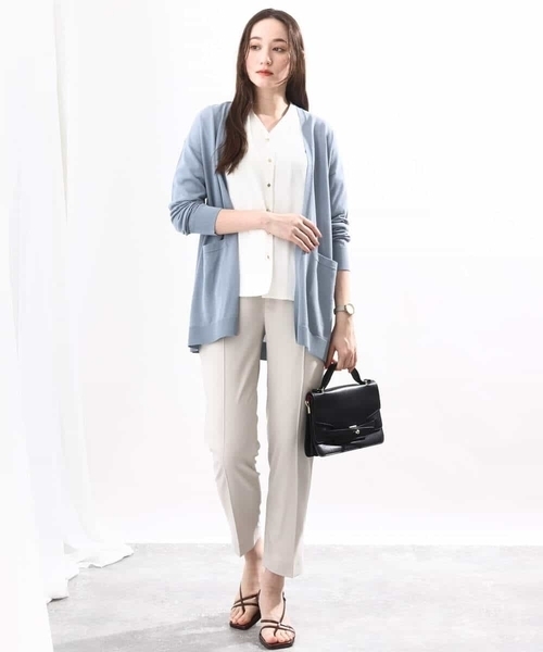 Vネックジョーゼットブラウス(五分袖)/洗える/WEB限定サイズ(シャツ/ブラウス)|OFUON(オフオン) Vネックジョーゼットブラウス(五分袖)/洗える/WEB限定サイズ(シャツ/ブラウス)|OFUON(オフオン)