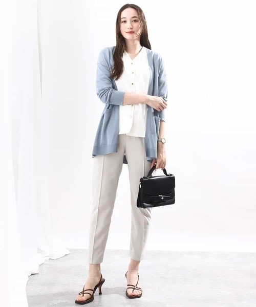 Vネックジョーゼットブラウス(五分袖)/洗える/WEB限定サイズ(シャツ/ブラウス)|OFUON(オフオン) Vネックジョーゼットブラウス(五分袖)/洗える/WEB限定サイズ(シャツ/ブラウス)|OFUON(オフオン)