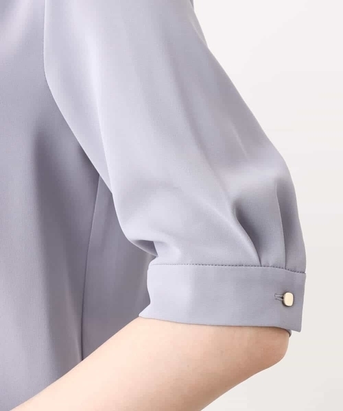 Vネックジョーゼットブラウス(五分袖)/洗える/WEB限定サイズ(シャツ/ブラウス)|OFUON(オフオン) Vネックジョーゼットブラウス(五分袖)/洗える/WEB限定サイズ(シャツ/ブラウス)|OFUON(オフオン)