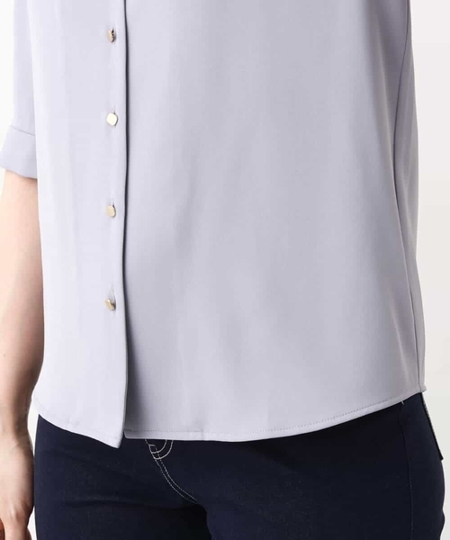 Vネックジョーゼットブラウス(五分袖)/洗える/WEB限定サイズ(シャツ/ブラウス)|OFUON(オフオン) Vネックジョーゼットブラウス(五分袖)/洗える/WEB限定サイズ(シャツ/ブラウス)|OFUON(オフオン)