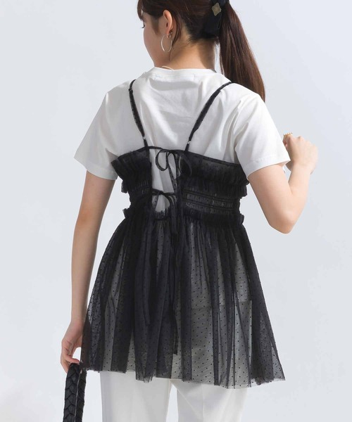 PICCIN PERLA(ピッチンペルラ)の「ドットチュールキャミソール(キャミソール・レディース・ブラック・M)」の10枚目の写真