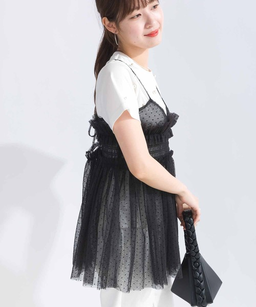 PICCIN PERLA(ピッチンペルラ)の「ドットチュールキャミソール(キャミソール・レディース・ブラック・M)」の11枚目の写真