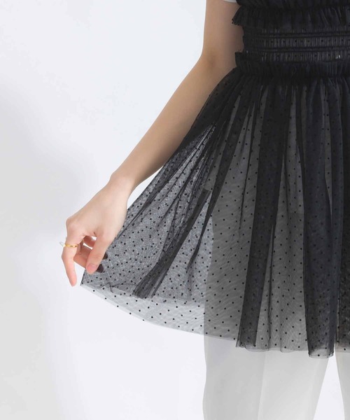 PICCIN PERLA(ピッチンペルラ)の「ドットチュールキャミソール(キャミソール・レディース・ブラック・M)」の8枚目の写真