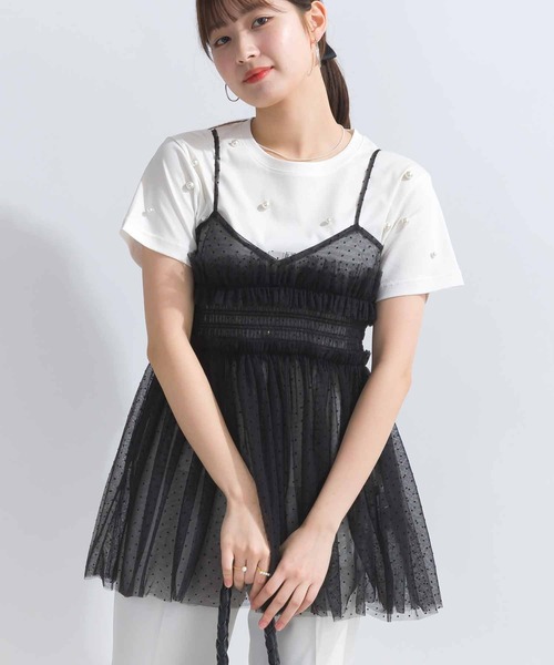 PICCIN PERLA(ピッチンペルラ)の「ドットチュールキャミソール(キャミソール・レディース・ブラック・M)」の9枚目の写真