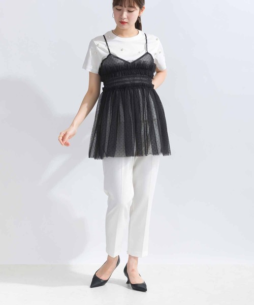 PICCIN PERLA(ピッチンペルラ)の「ドットチュールキャミソール(キャミソール・レディース・ブラック・M)」の7枚目の写真