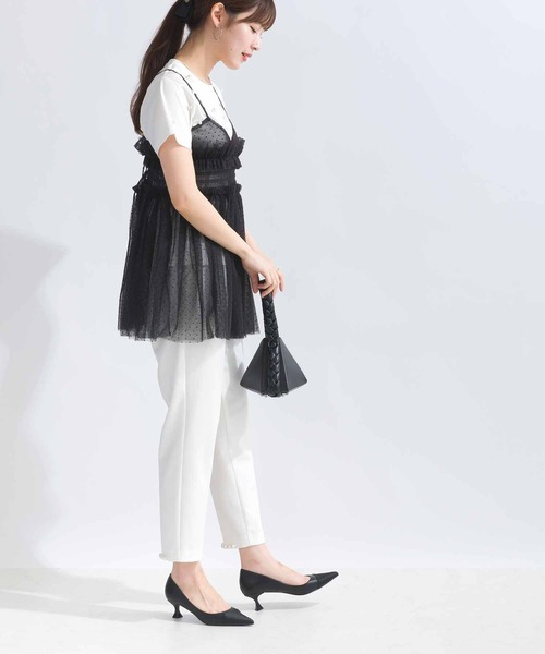 PICCIN PERLA(ピッチンペルラ)の「ドットチュールキャミソール(キャミソール・レディース・ブラック・M)」の6枚目の写真