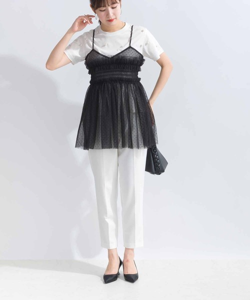 PICCIN PERLA(ピッチンペルラ)の「ドットチュールキャミソール(キャミソール・レディース・ブラック・M)」の4枚目の写真