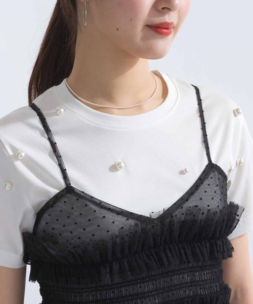 PICCIN PERLA(ピッチンペルラ)の「ドットチュールキャミソール(キャミソール・レディース・ブラック・M)」の3枚目の写真