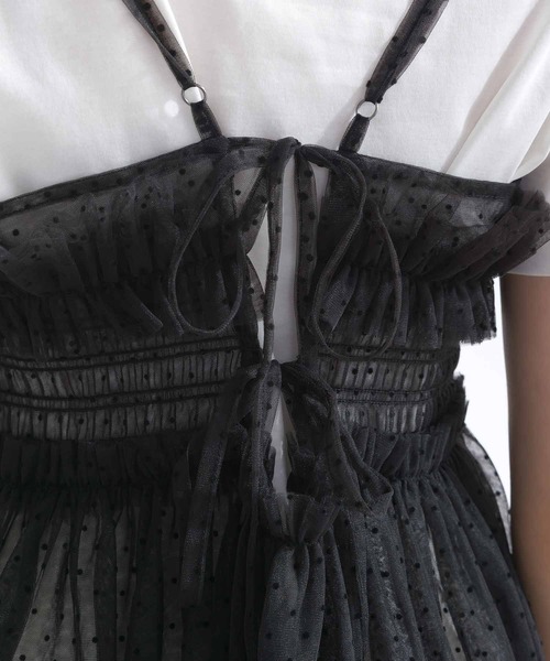 PICCIN PERLA(ピッチンペルラ)の「ドットチュールキャミソール(キャミソール・レディース・ブラック・M)」の16枚目の写真