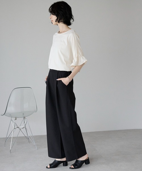 amini(アミニ)の「【2025 S/S 新作】ギャザースリーブトップス(Tシャツ/カットソー・レディース・キナリ/スモークピンク/ブラック/アイボリー/ライトブルー・MEDIUM)」の18枚目の写真