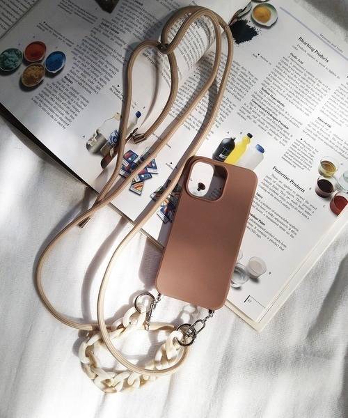 セール】アクリルチェーンハンドル付き シリコンiPhoneケース