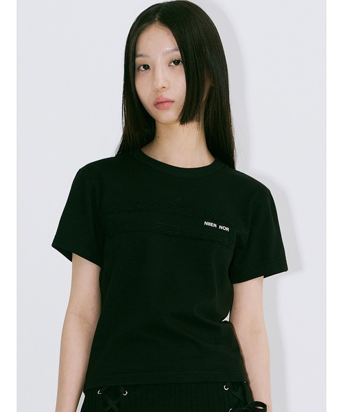 tシャツ A'GEM/9 × .kom 「NIIER NOR/ニア ノア」 CROSS-ROSE CROP TOP/クロスローズ クロップTシャツ レ A'GEM/9 × .kom 『NIIER NOR/ニア ノア』 CROSS-ROSE CROP TOP