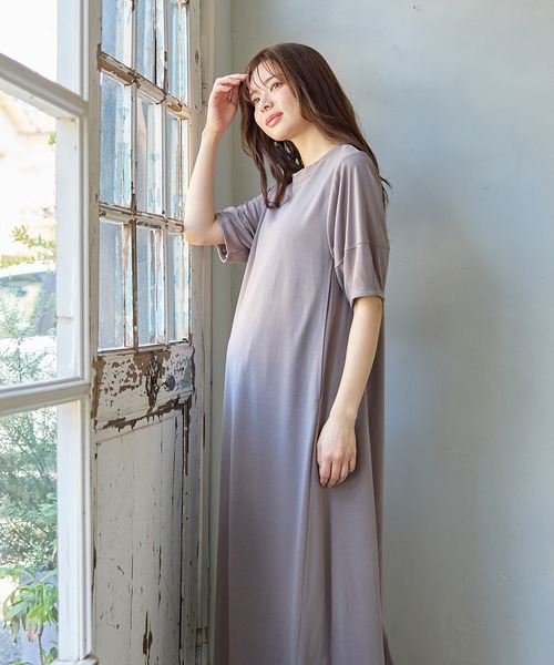 セール】【汗染み防止加工】レーヨン ロングワンピース Aライン