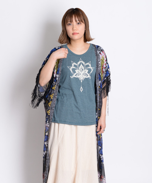 MARAI（マーライ）の「【MARAI】ロータスロゴ半袖Tシャツ（Tシャツ/カットソー・レディース・カーキ系/マスタード/ピンク/ブルー/ブラック/レッド・FREE）」の12枚目の写真