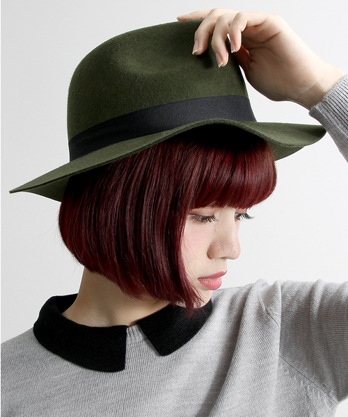 WEGO（ウィゴー）の「WEGO/フェルトツバ広ハット（ハット・レディース・ライトグレー/ブラウン/ワイン/ライトピンク/ネイビー/カーキ/ブラック/キャメル・FREE）」の4枚目の写真