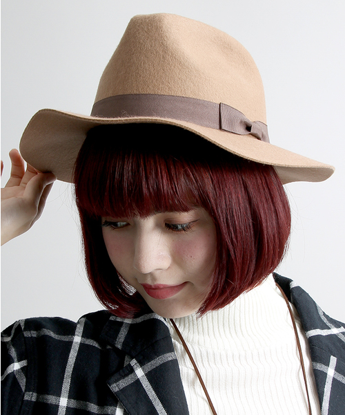 WEGO（ウィゴー）の「WEGO/フェルトツバ広ハット（ハット・レディース・ライトグレー/ブラウン/キャメル/ネイビー/ワイン/ライトピンク/カーキ/ブラック/ダークグレー・FREE）」の15枚目の写真