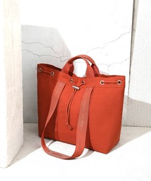 Ungrid（アングリッド）の「【Ungrid/アングリッド】撥水.軽量ソフトナイロン　ロゴテープ 牛革ハンドル　2WAY 巾着トートバッグ（トートバッグ）」